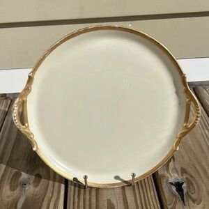 Antique LA Seynie Limoges P&P France SS Gold Gilt Edge Porcelain Cake Plate